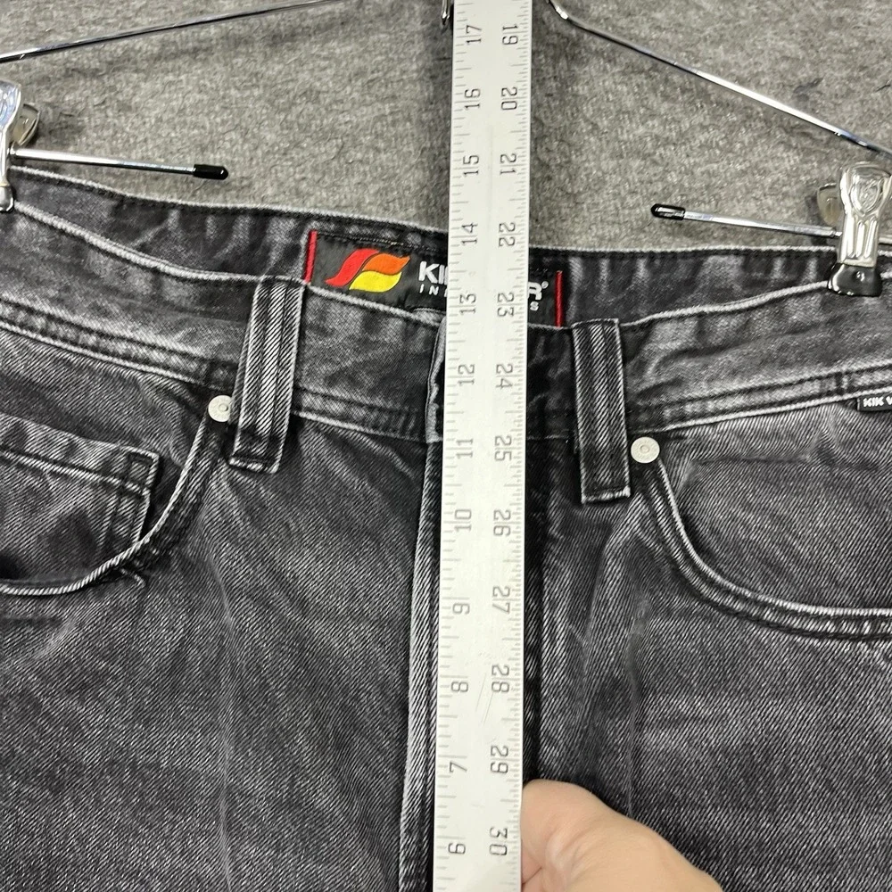 Kik Wear Jeans Mens 32x32 Black Wide Leg Baggy Streetwear Rave Epik Chill
